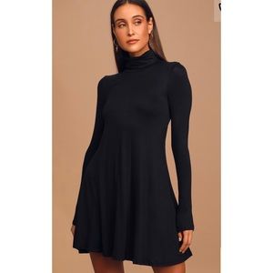 Black Turtleneck Swing Dress || lulus